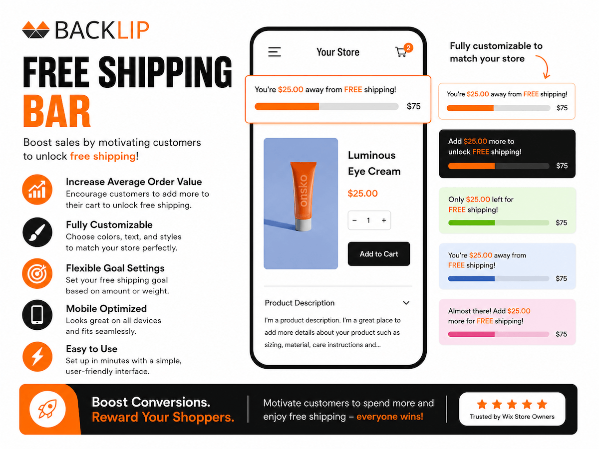 BL Free Shipping Bar for Wix official Wix App Market preview