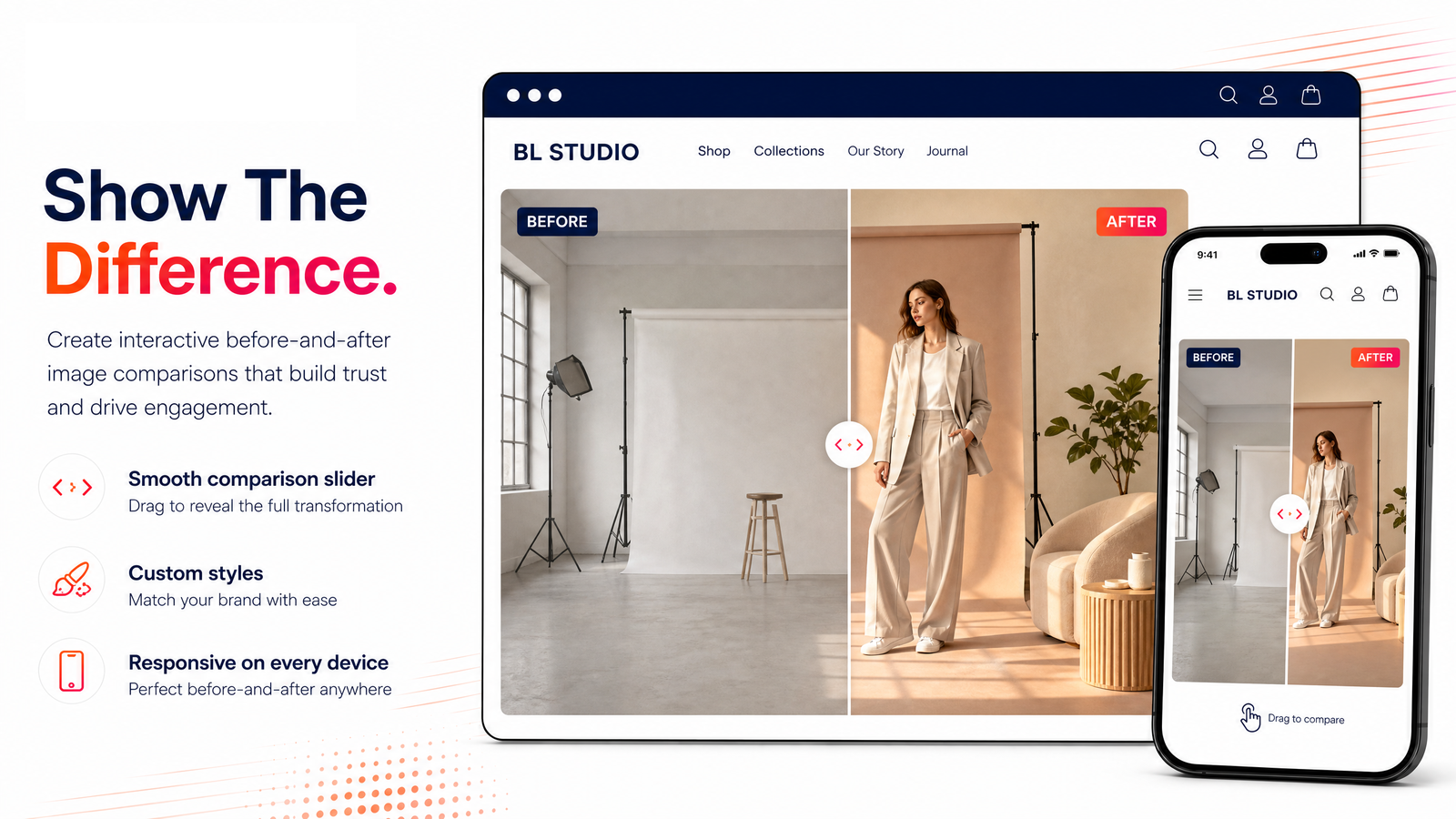 BL Before & After Slider for Shopify & Wix official Shopify App Store preview